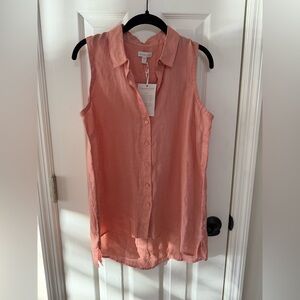 Garnet Hill Linen Button Blouse Top 4 NWT